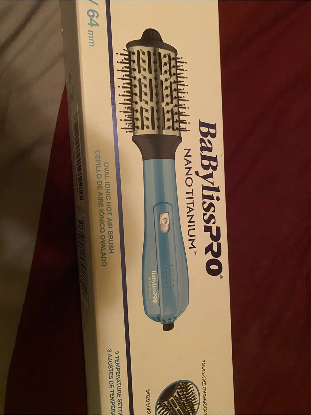 BaByliss Pro Nano Titanium Men’s Hot Air Brush — Light Blue and Silver